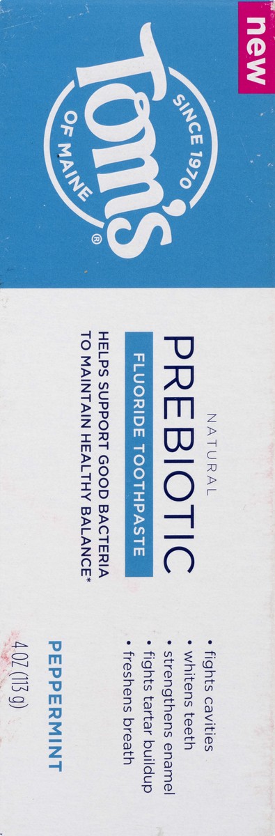 slide 2 of 9, Tom's of Maine Fluoride Prebiotic Peppermint Toothpaste 4 oz, 4 oz