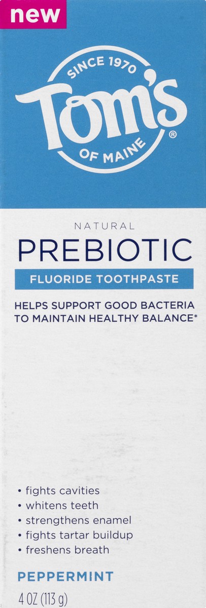 slide 7 of 9, Tom's of Maine Fluoride Prebiotic Peppermint Toothpaste 4 oz, 4 oz