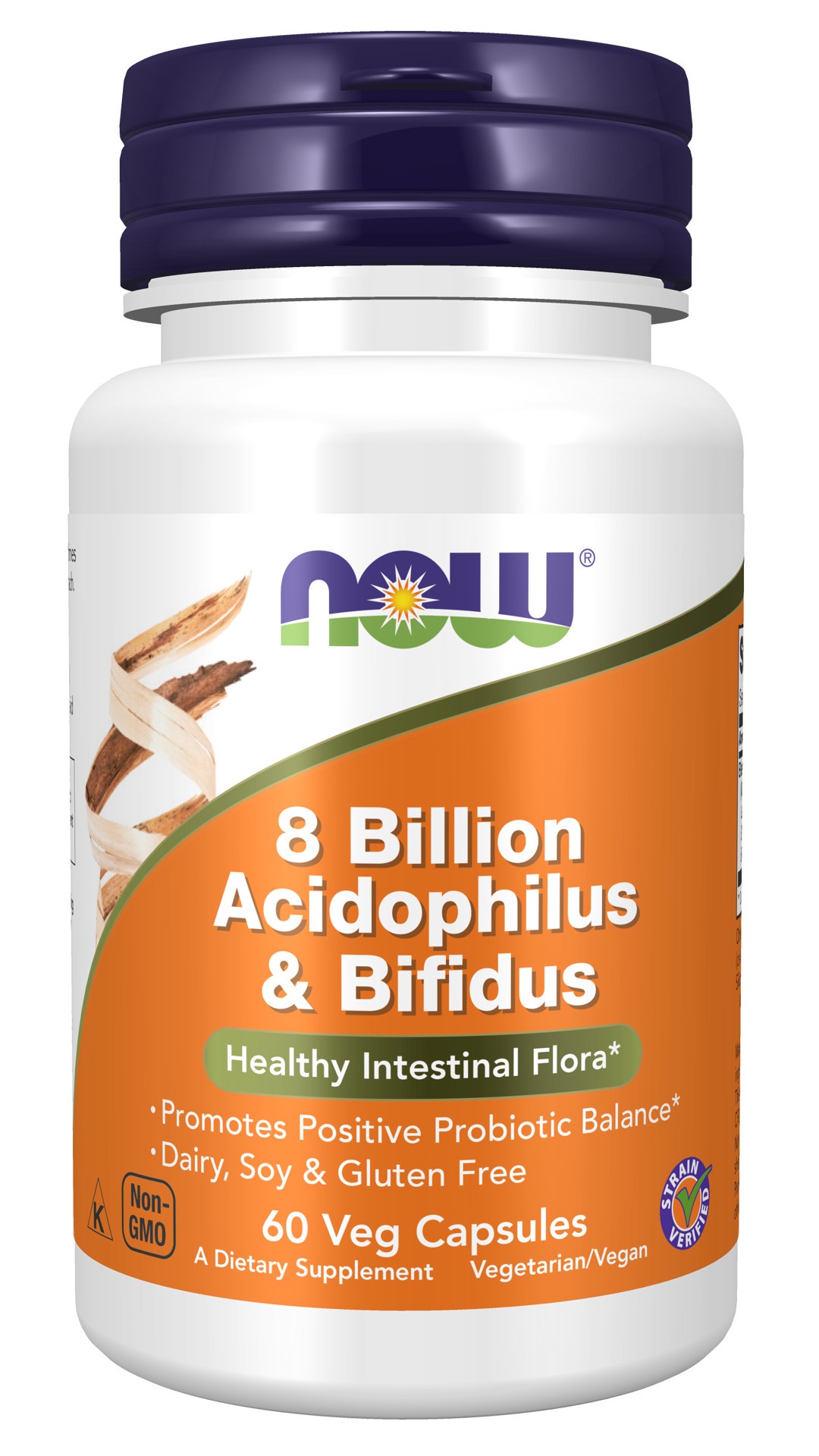 slide 1 of 4, NOW 8 Billion Acidophilus & Bifidus - 60 Veg Capsules, 60 ct