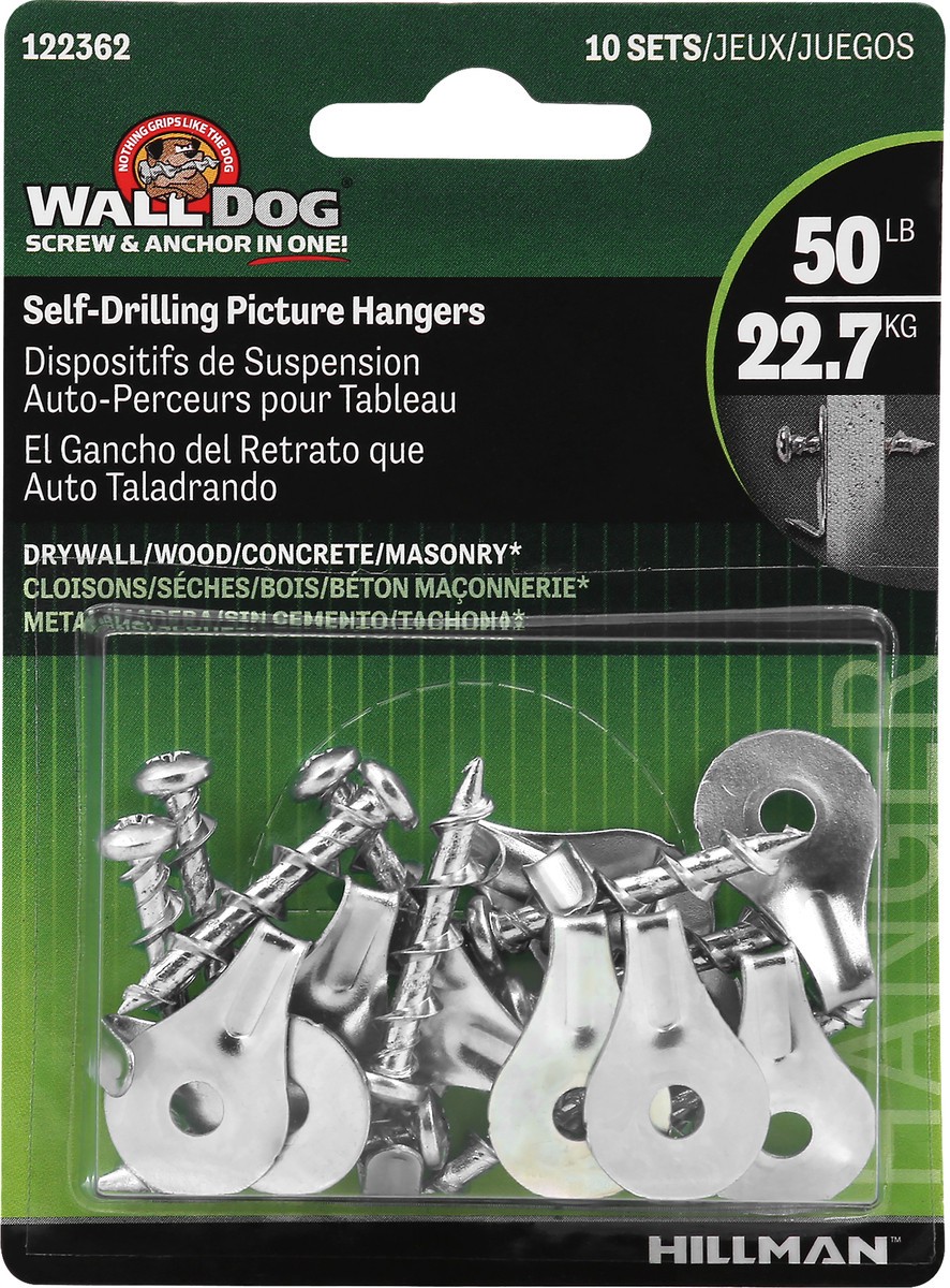 slide 5 of 6, Hillman Wall Dog Self-Drilling Picture Hangers, 10 oz