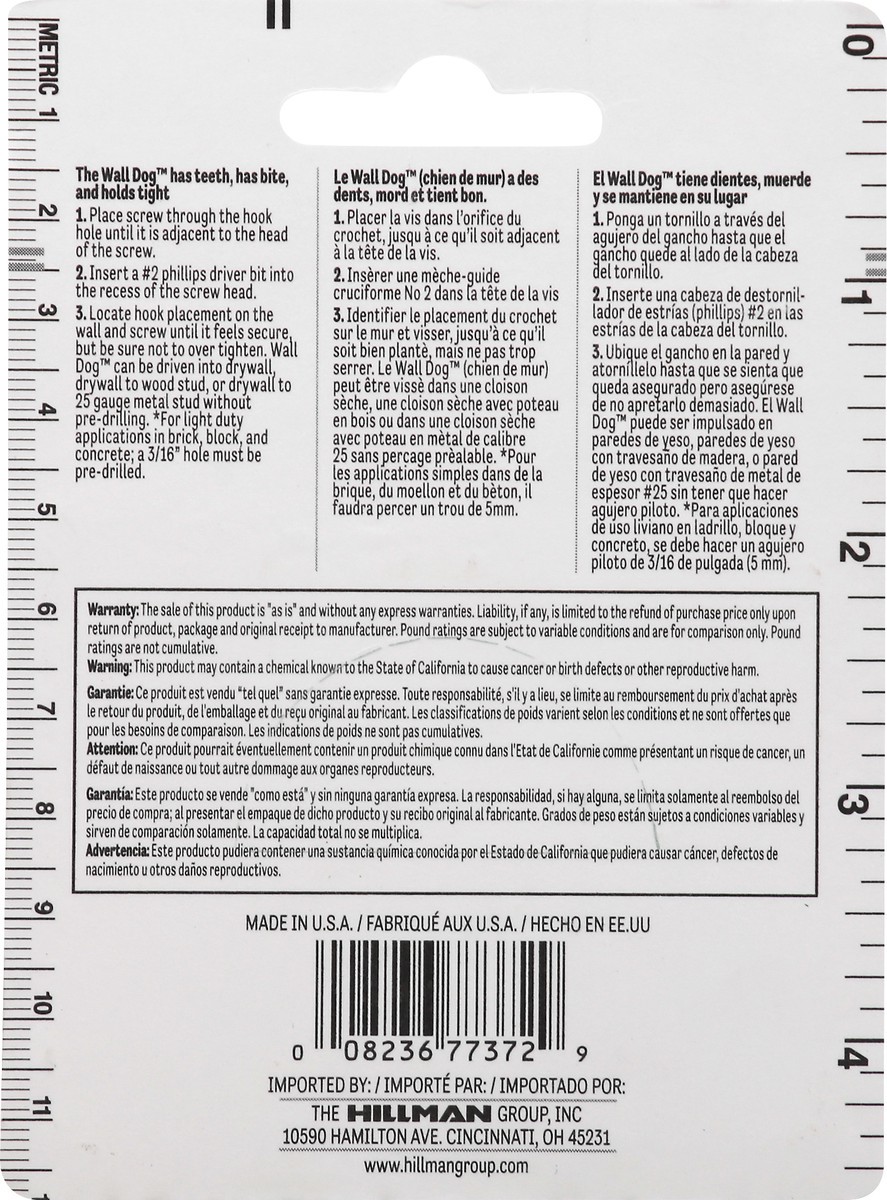 slide 6 of 6, Hillman Wall Dog Self-Drilling Picture Hangers, 10 oz