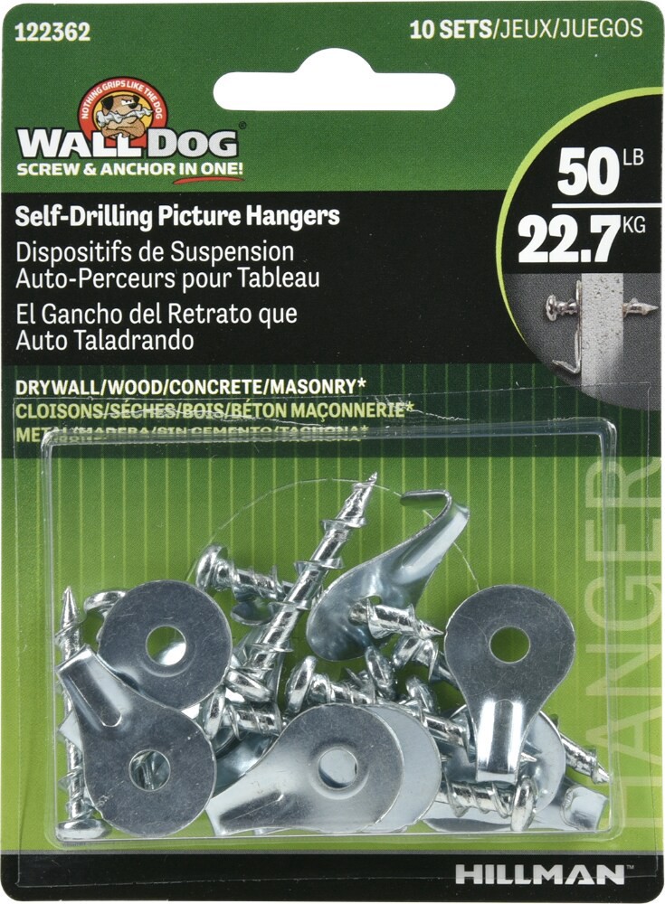 slide 1 of 6, Hillman Wall Dog Self-Drilling Picture Hangers, 10 oz