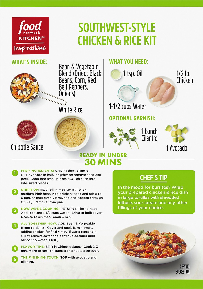 slide 10 of 10, Food Network Kitchen Inspirations Southwest-Style Chicken & Rice Meal Kit, 5.5 oz