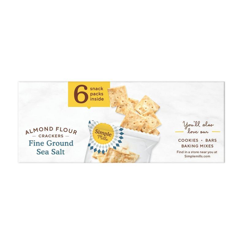 slide 2 of 5, Simple Mills Almond Flour Fine Ground Sea Salt Crackers 6 - 0.8 oz Packs, 6 ct