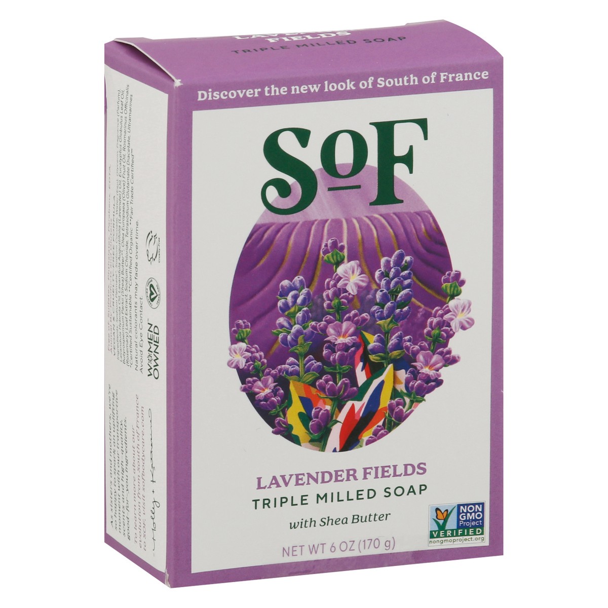 slide 8 of 9, SOF Triple Milled Lavender Fields Soap with Shea Butter 6 oz, 6 oz