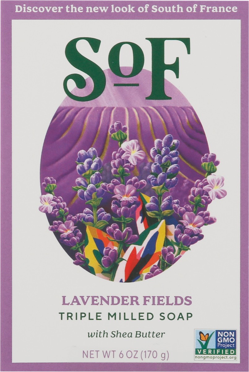 slide 3 of 9, SOF Triple Milled Lavender Fields Soap with Shea Butter 6 oz, 6 oz