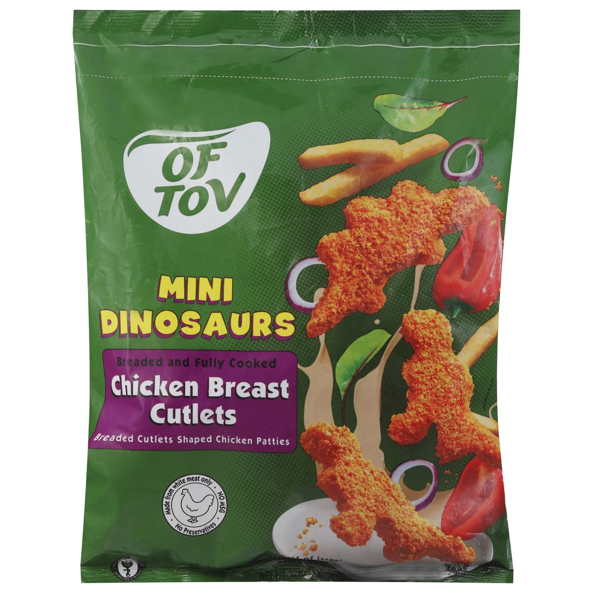 slide 1 of 15, Of Tov Dinosaur Chicken Breast Cutlets, 32 oz