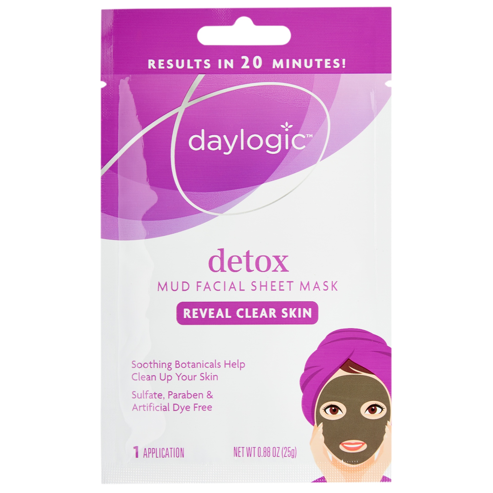 slide 1 of 2, Daylogic Detox Mud Facial Sheet Mask, 1 ct