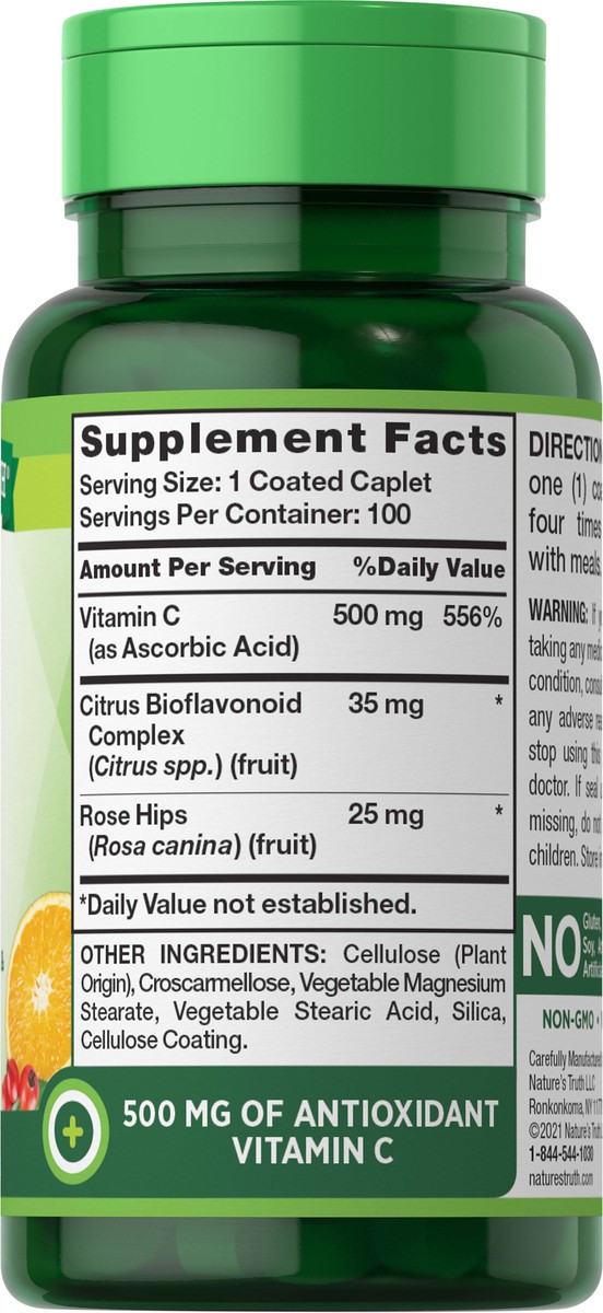 slide 3 of 5, Nature's Truth Vitamin C Bioflavonoids & Wild Rose Hips, 100 ct