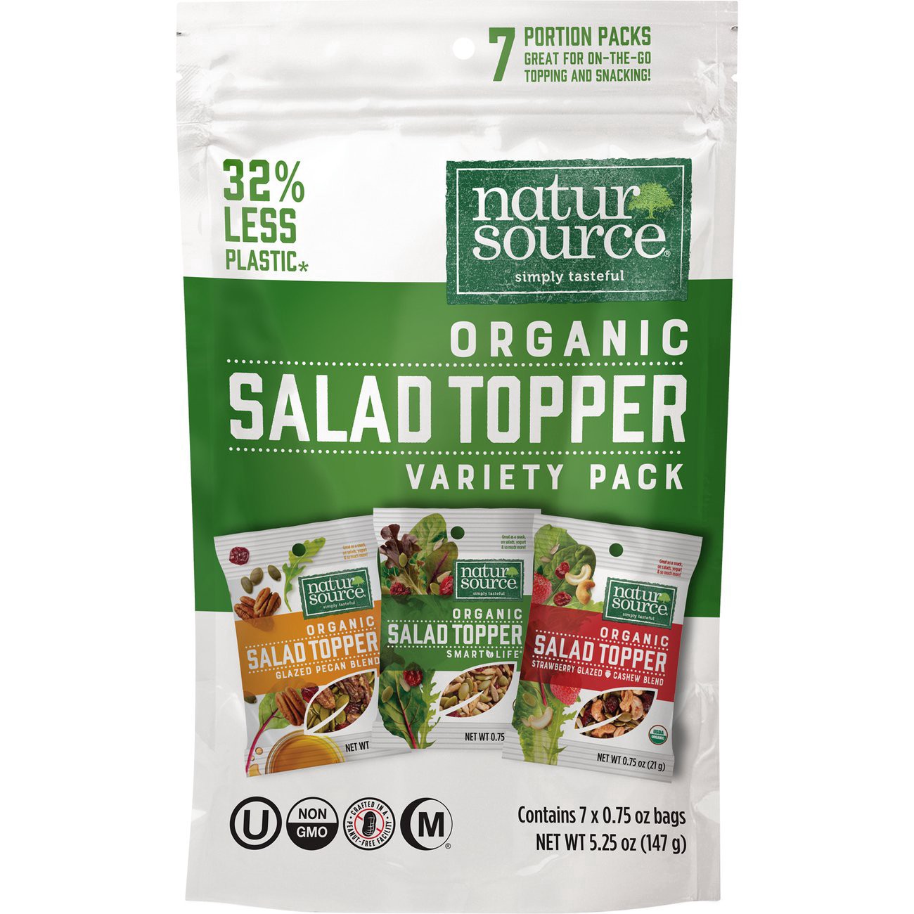 slide 1 of 1, naturSource Organic Salad Topper Variety Pack 7 - 0.75 oz Bags, 5.25 oz