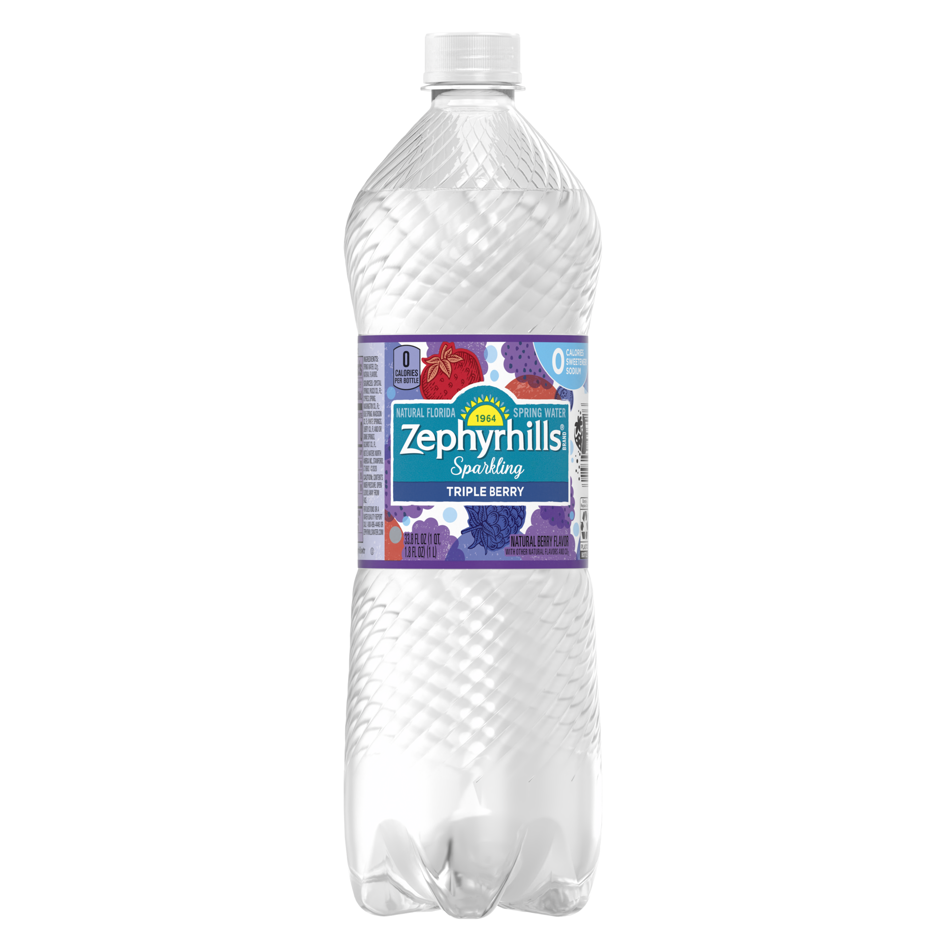 slide 4 of 4, Zephyrhills Sparkling Water, Triple Berry, 33.8 oz. Bottle, 33.8 oz
