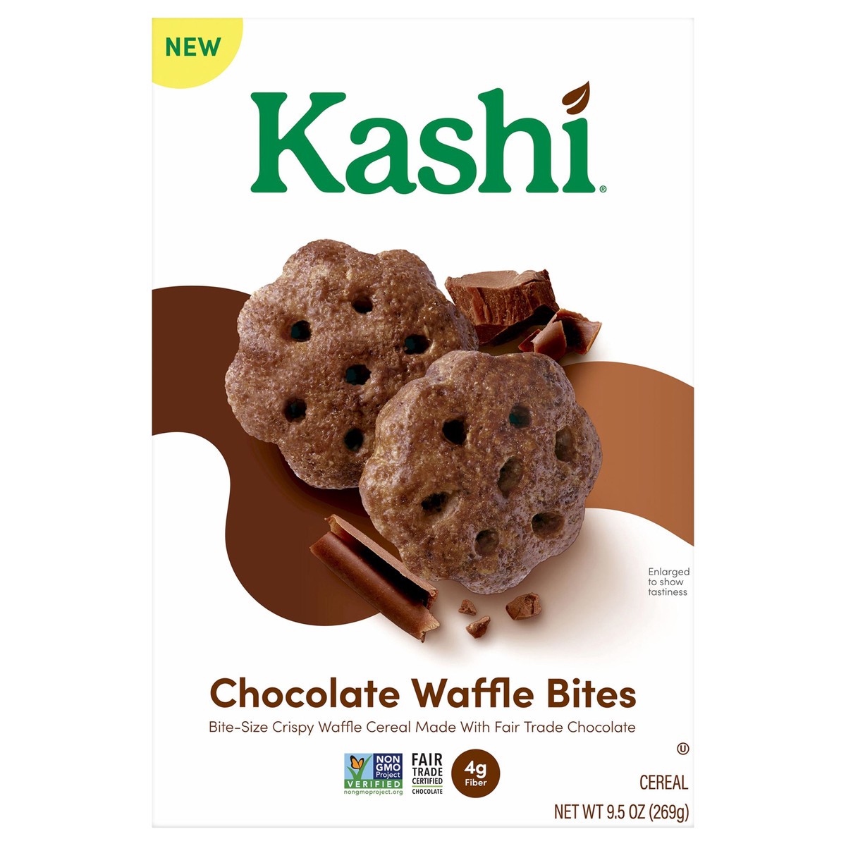 slide 3 of 13, Kashi Cold Breakfast Cereal, Vegan, Made with Whole Grains, Chocolate Waffle Bites, 9.5oz Box, 1 Box, 9.5 oz