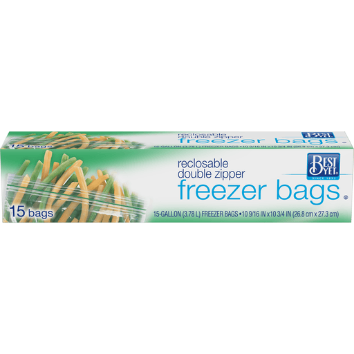 slide 2 of 2, Best Yet Reclose Freezer Gallon Bags, 15 ct