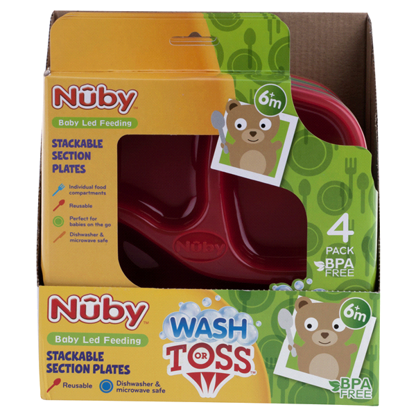 slide 1 of 1, Nuby Wash Or Toss Section Plate, 1 ct