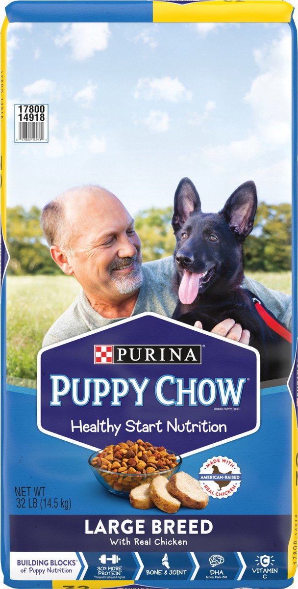 slide 6 of 9, Purina Puppy Chow High Protein Large Breed Dry Puppy Food, With Real Chicken, 32 lb