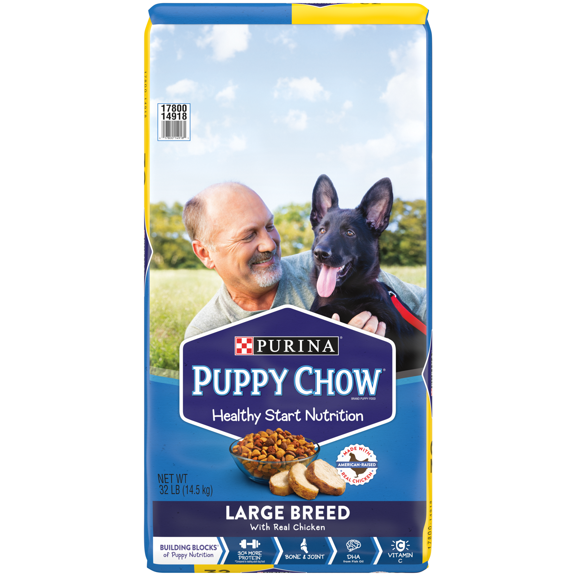 slide 1 of 9, Purina Puppy Chow High Protein Large Breed Dry Puppy Food, With Real Chicken, 32 lb