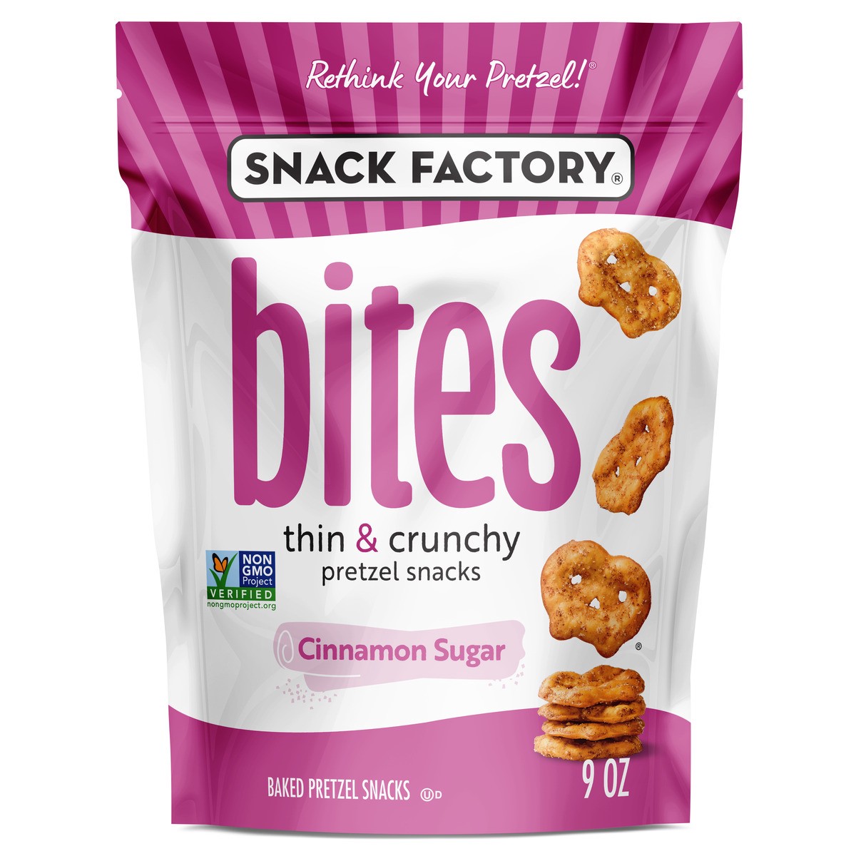 slide 1 of 16, Snack Factory Cinnamon Sugar Pretzels, 9 oz Bag, 9 oz