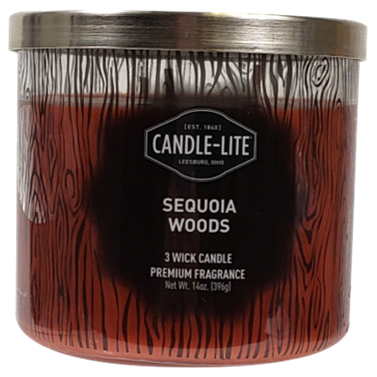 slide 1 of 1, Candle-Lite Sequoia Woods 3-Wick Glass Jar Candle - Red, 14 oz