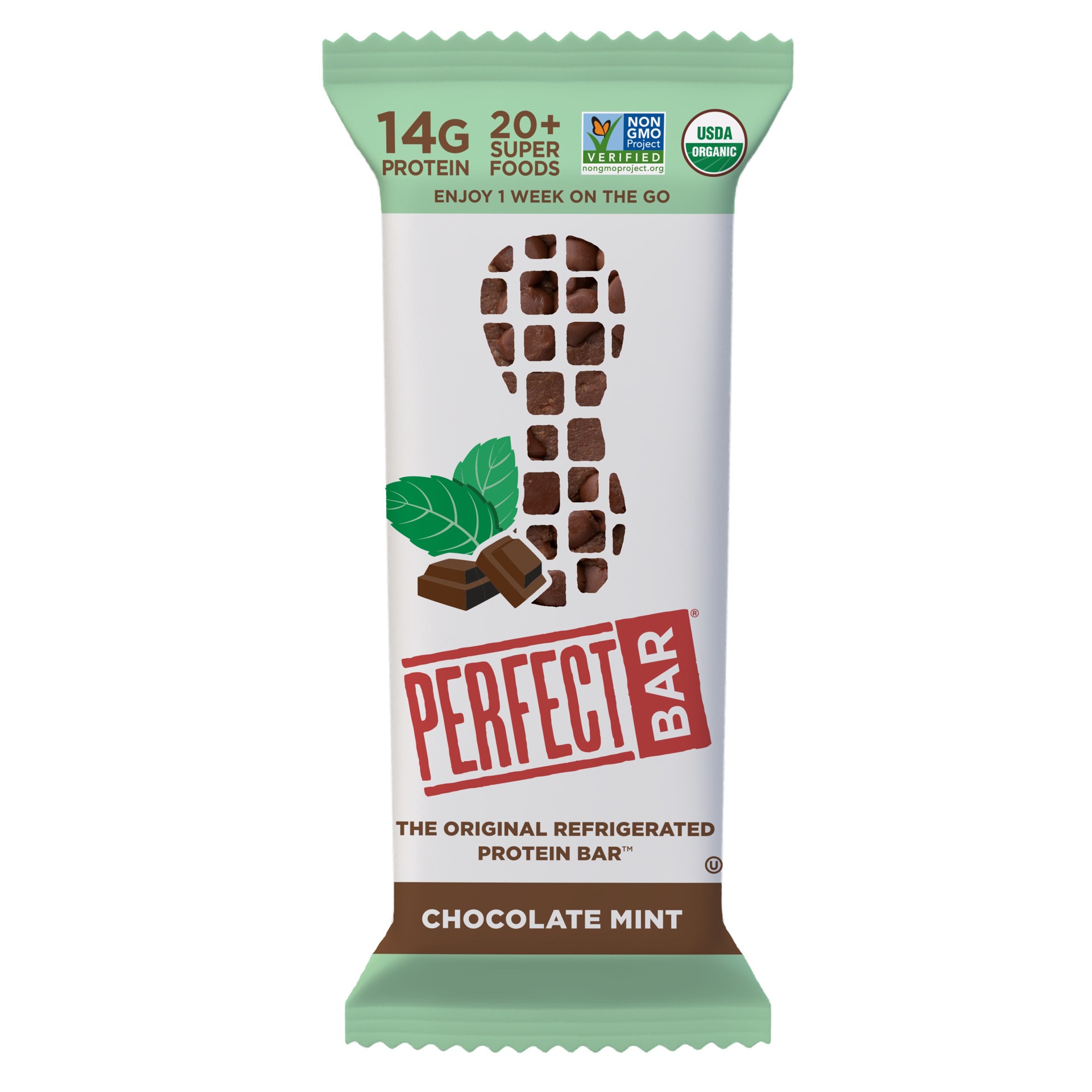 slide 1 of 9, Perfect Bar Gluten-Free Chocolate Mint Peanut Butter Refrigerated Protein Bar, 2.3 oz, 2.3 oz