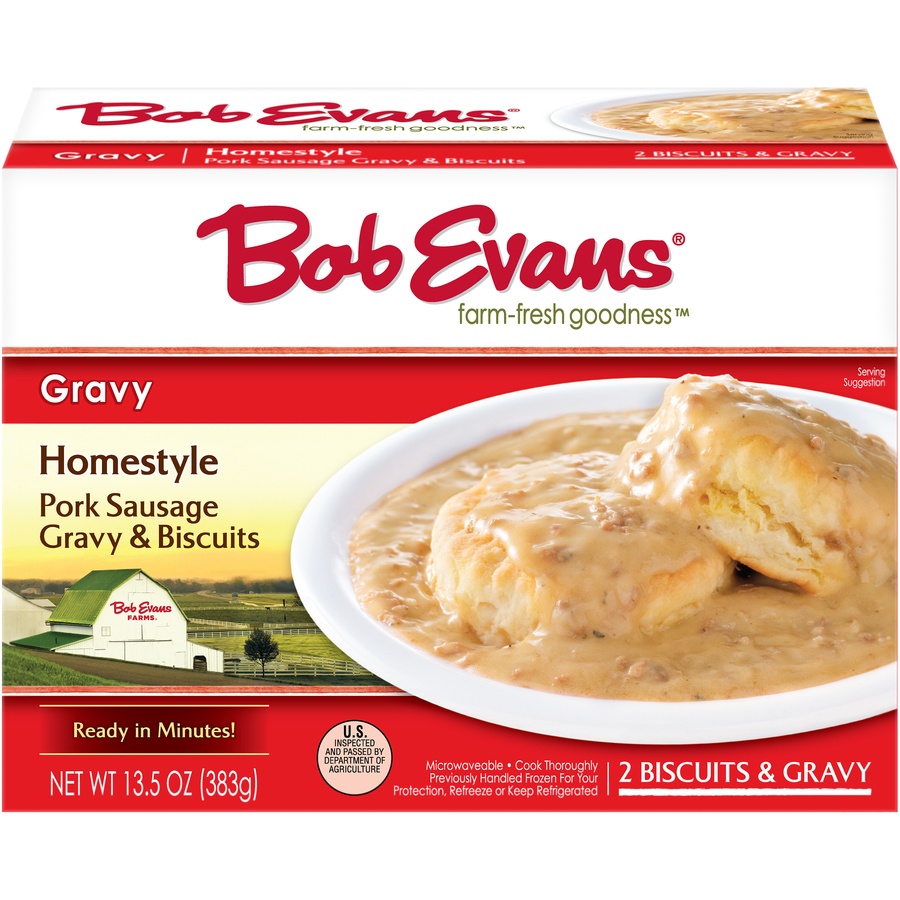 slide 1 of 1, Bob Evans Homestyle Pork Sausage Gravy & Biscuits, 13.5 oz