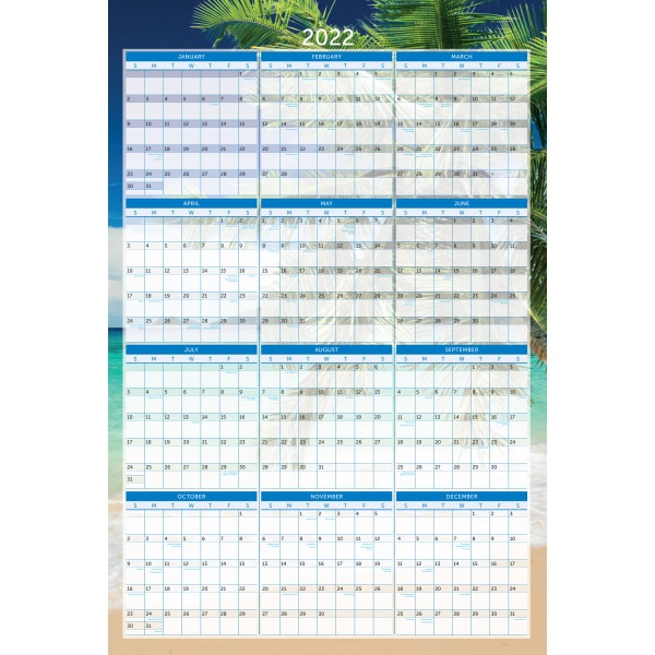 slide 1 of 2, Office Depot Brand Reversible Erasable Wall Calendar, 36'' X 24'', Paradise, January To December 2022, 1 ct