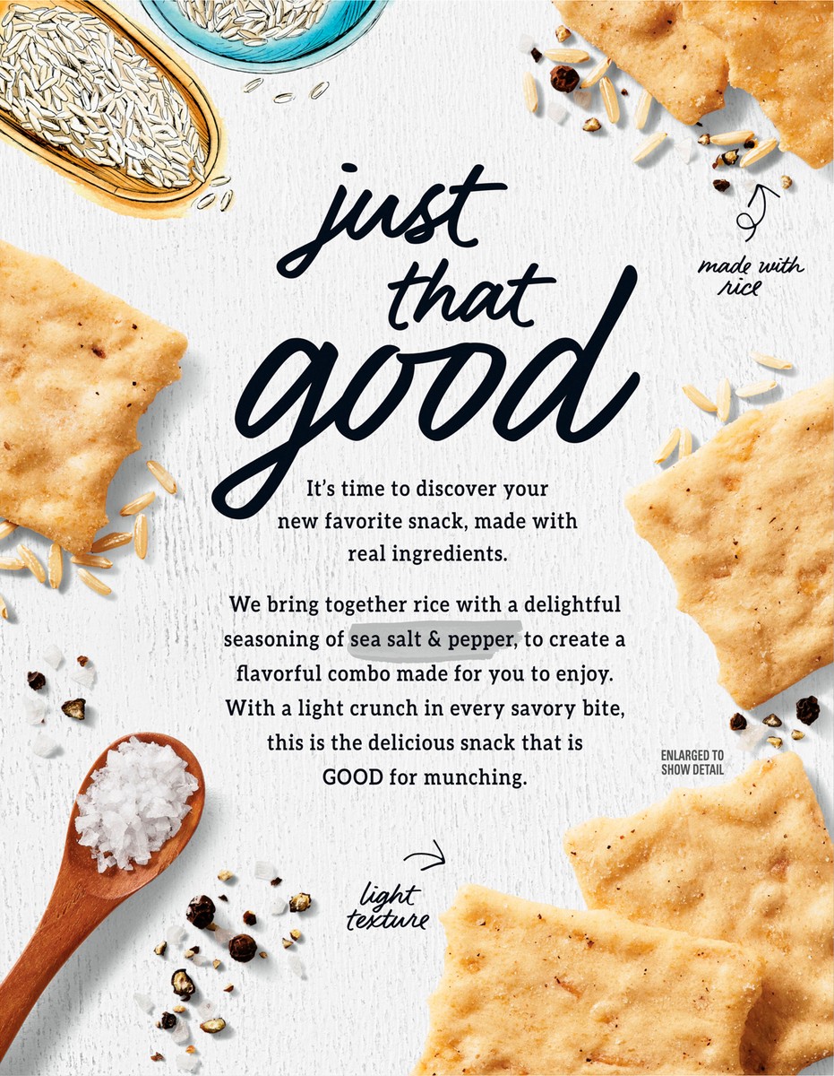 slide 4 of 9, GOOD THiNS Sea Salt & Pepper Rice Snacks Gluten Free Crackers, 3.5 oz, 3.5 oz