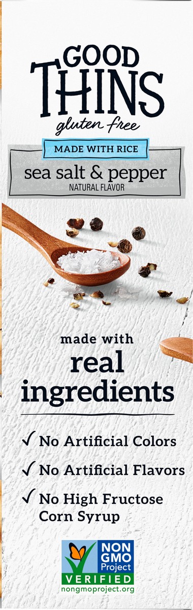 slide 6 of 9, GOOD THiNS Sea Salt & Pepper Rice Snacks Gluten Free Crackers, 3.5 oz, 3.5 oz