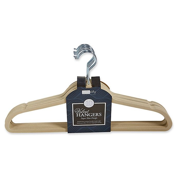 slide 1 of 2, Simplify Slim Velvet Huggable Hangers - Ivory, 10 ct