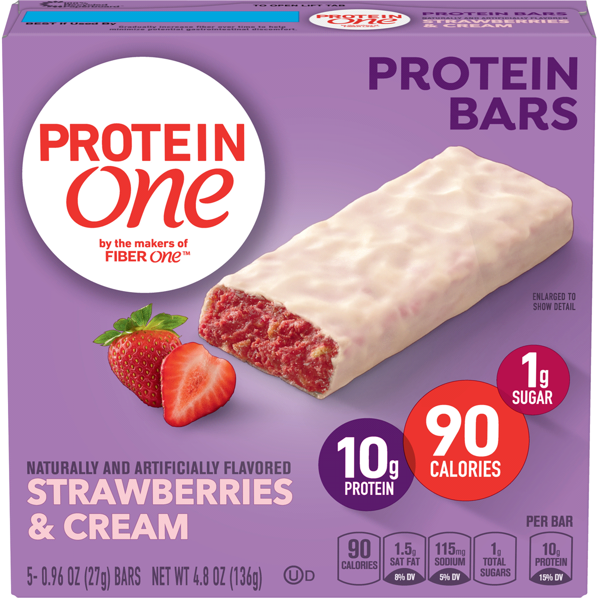 slide 1 of 1, Protein One 90 Calorie Keto Protein Bars, Strawberries and Cream, 5 ct, 5 ct