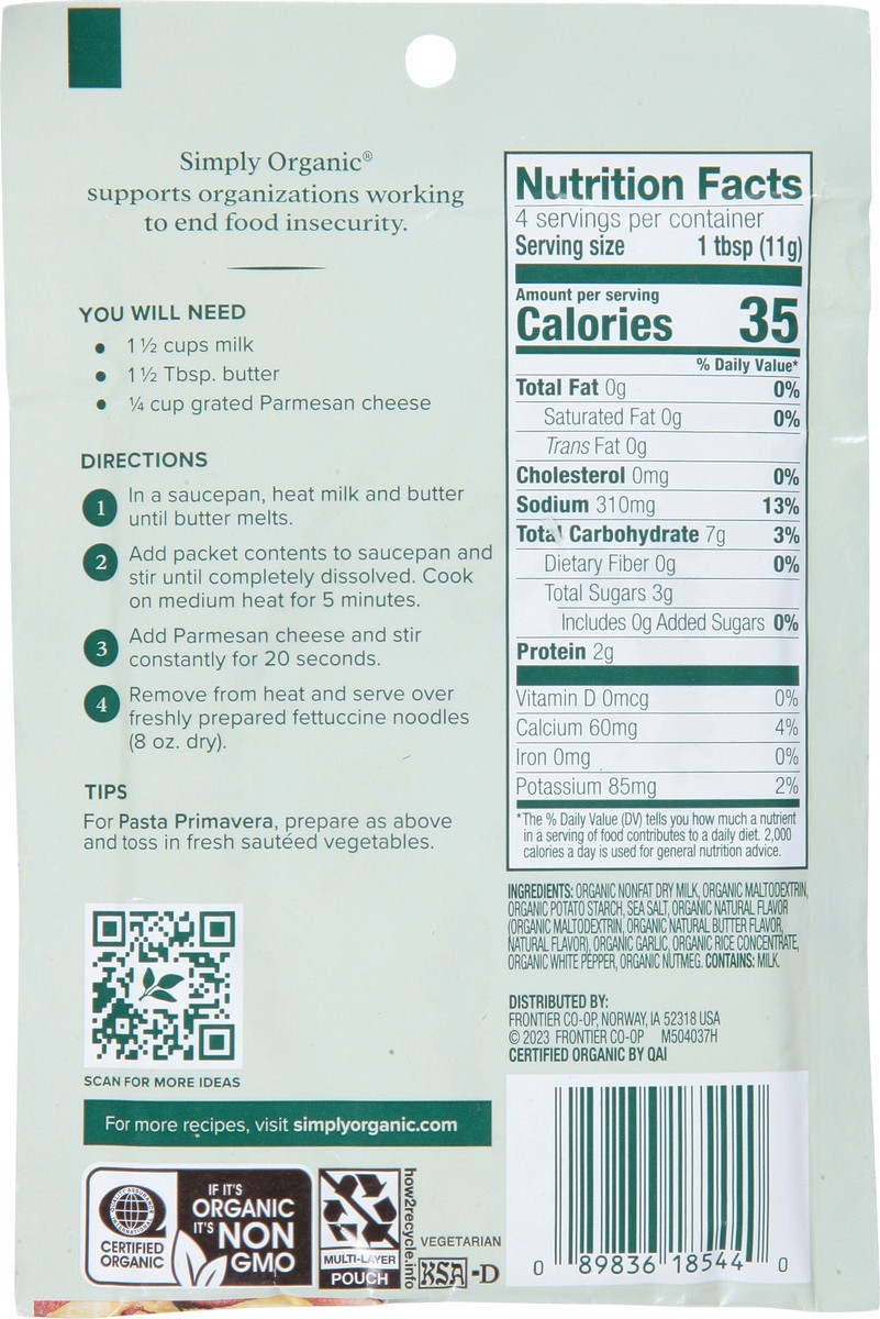 slide 9 of 9, Simply Organic Alfedo Sauce Mix 1.48 oz, 1.48 oz