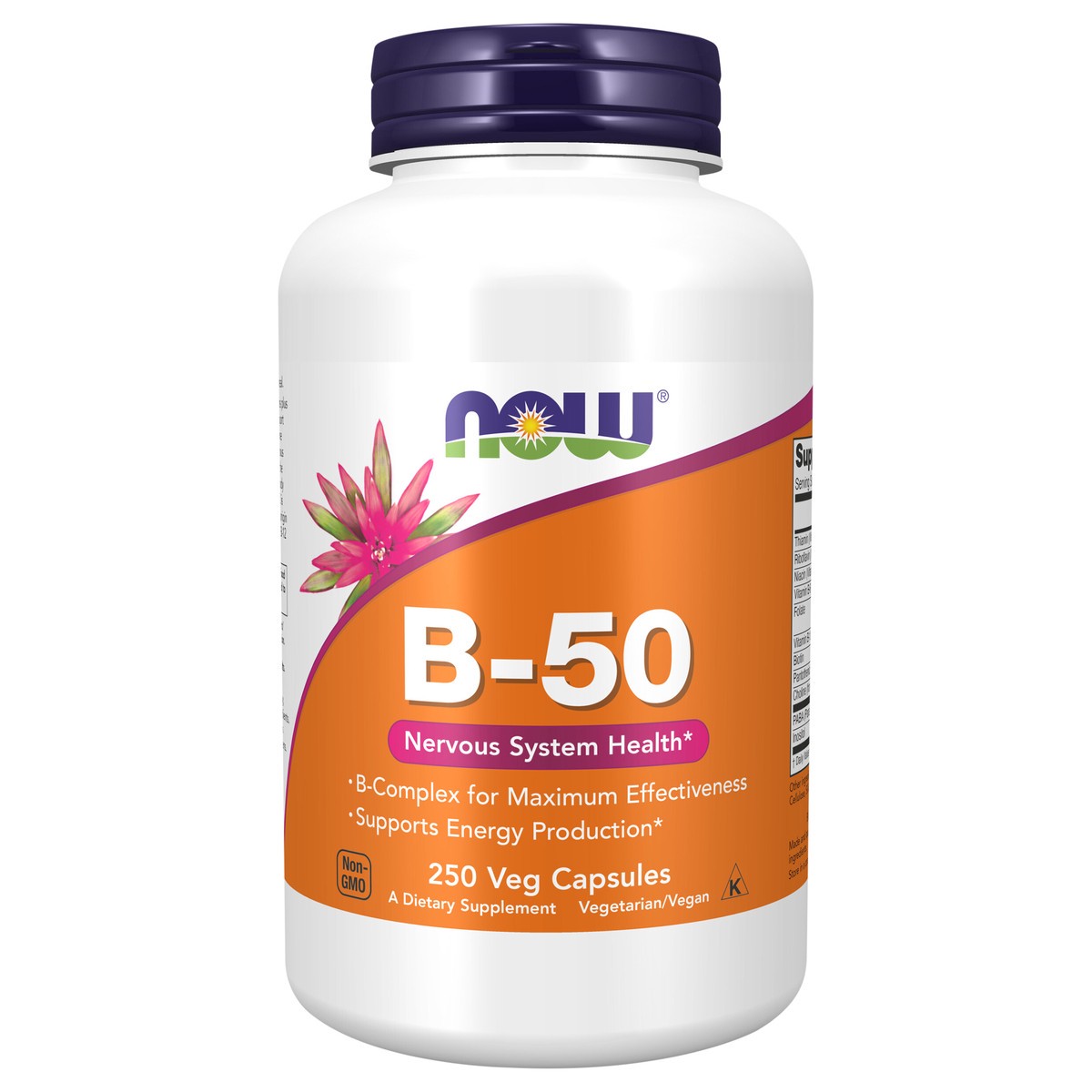slide 1 of 4, NOW Supplements, Vitamin B-50 mg, Energy Production*, Nervous System Health*, 250 Veg Capsules, 250 ct