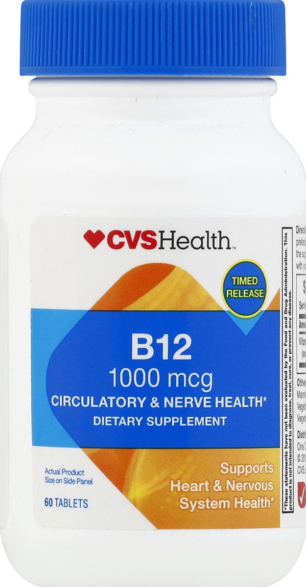 slide 2 of 2, CVS Health Vitamin B12 Timed Release Tablets 1000mcg, 60 ct