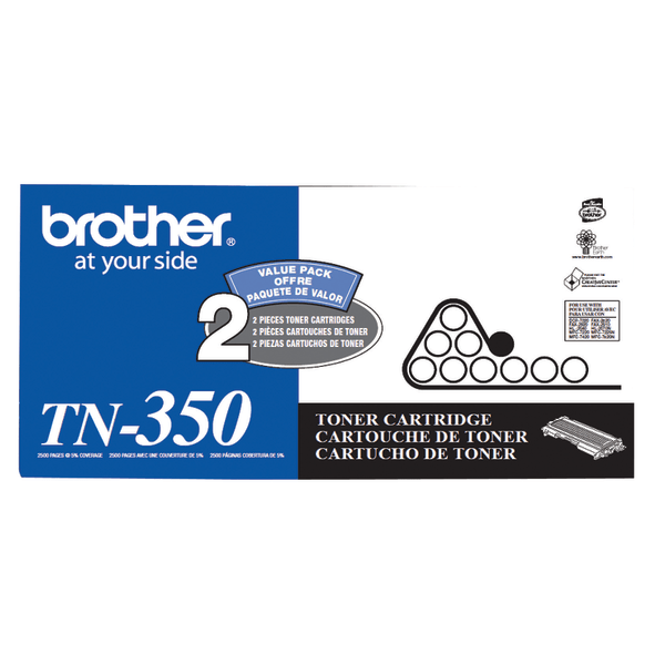 slide 1 of 1, Brother Tn-350 Black Toner Cartridges, Pack Of 2, 2 ct