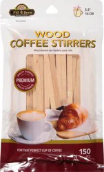 Fill 'n Brew Wood Coffee Stirrers - 150 ct