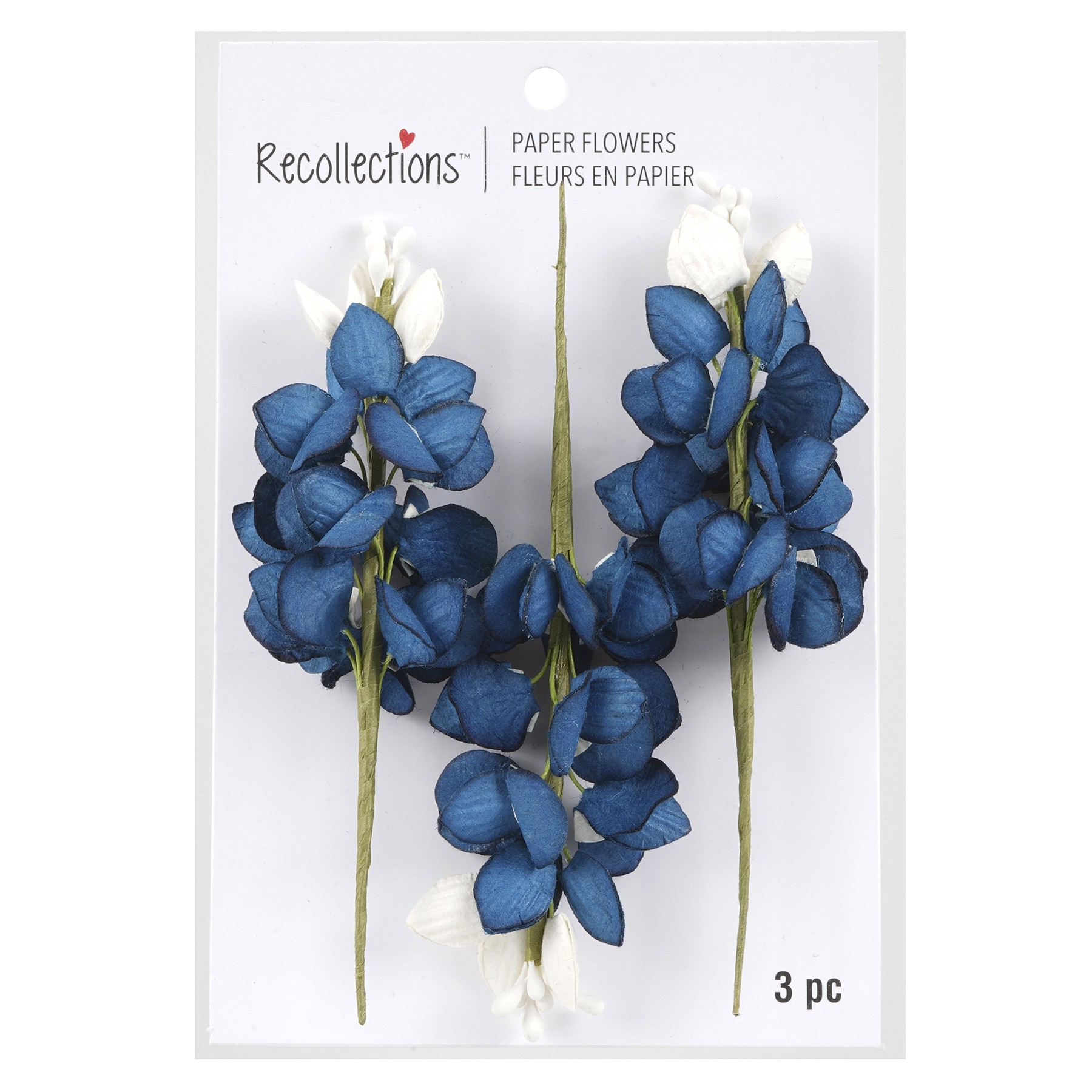 slide 2 of 3, Bluebonnet Paper Flowers By Recollections, 3ct., 3 ct