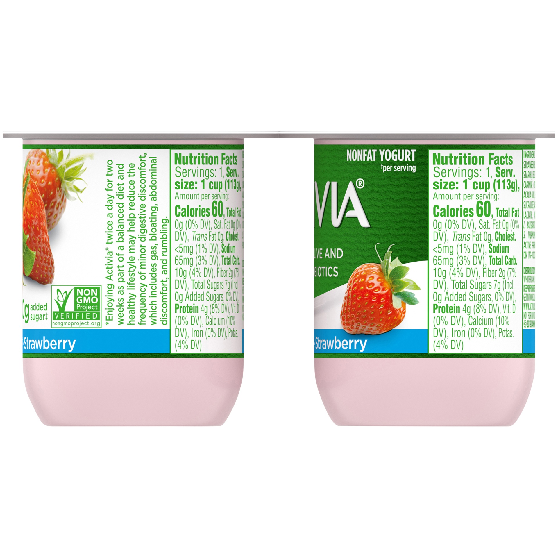 slide 2 of 7, Activia Nonfat Probiotic Strawberry Yogurt Cups, 4 oz