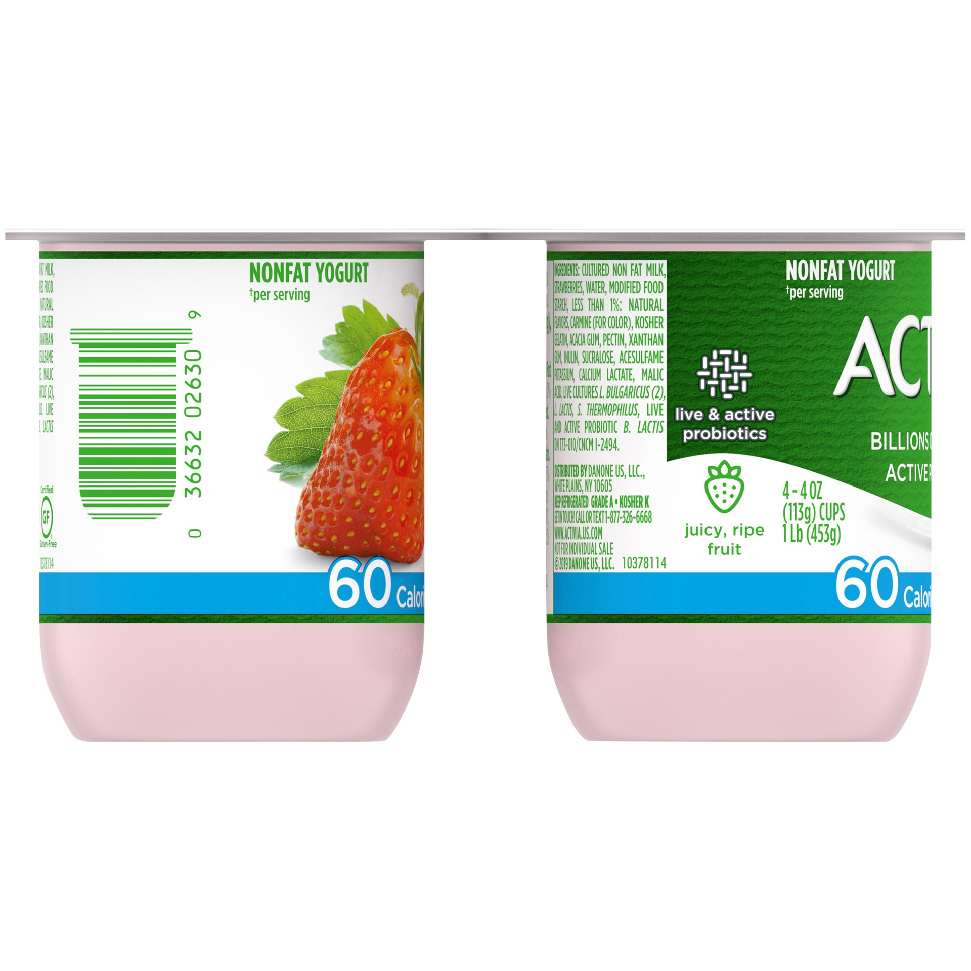 slide 3 of 7, Activia Nonfat Probiotic Strawberry Yogurt, 4 oz