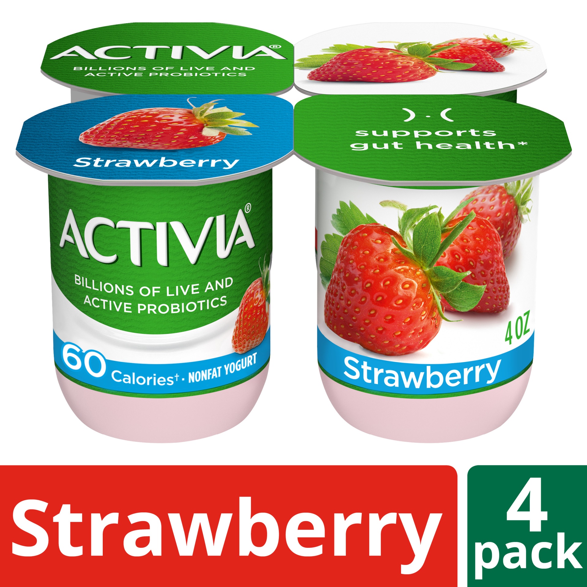 slide 1 of 7, Activia Nonfat Probiotic Strawberry Yogurt, 4 oz