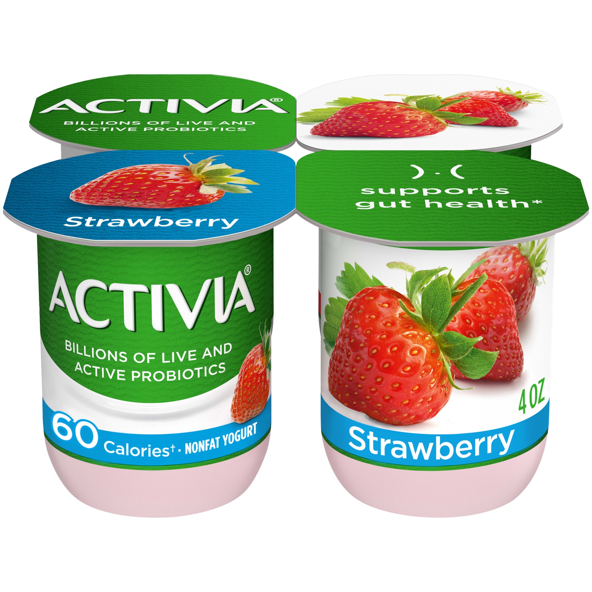 slide 1 of 4, Activia Activa Light Strawberry, 4 oz