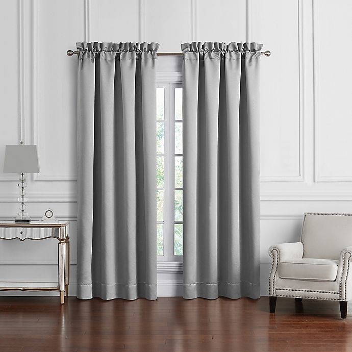 slide 1 of 3, Waterford Vernon 84-Inch Rod Pocket Window Curtain Panels - Grey, 2 ct