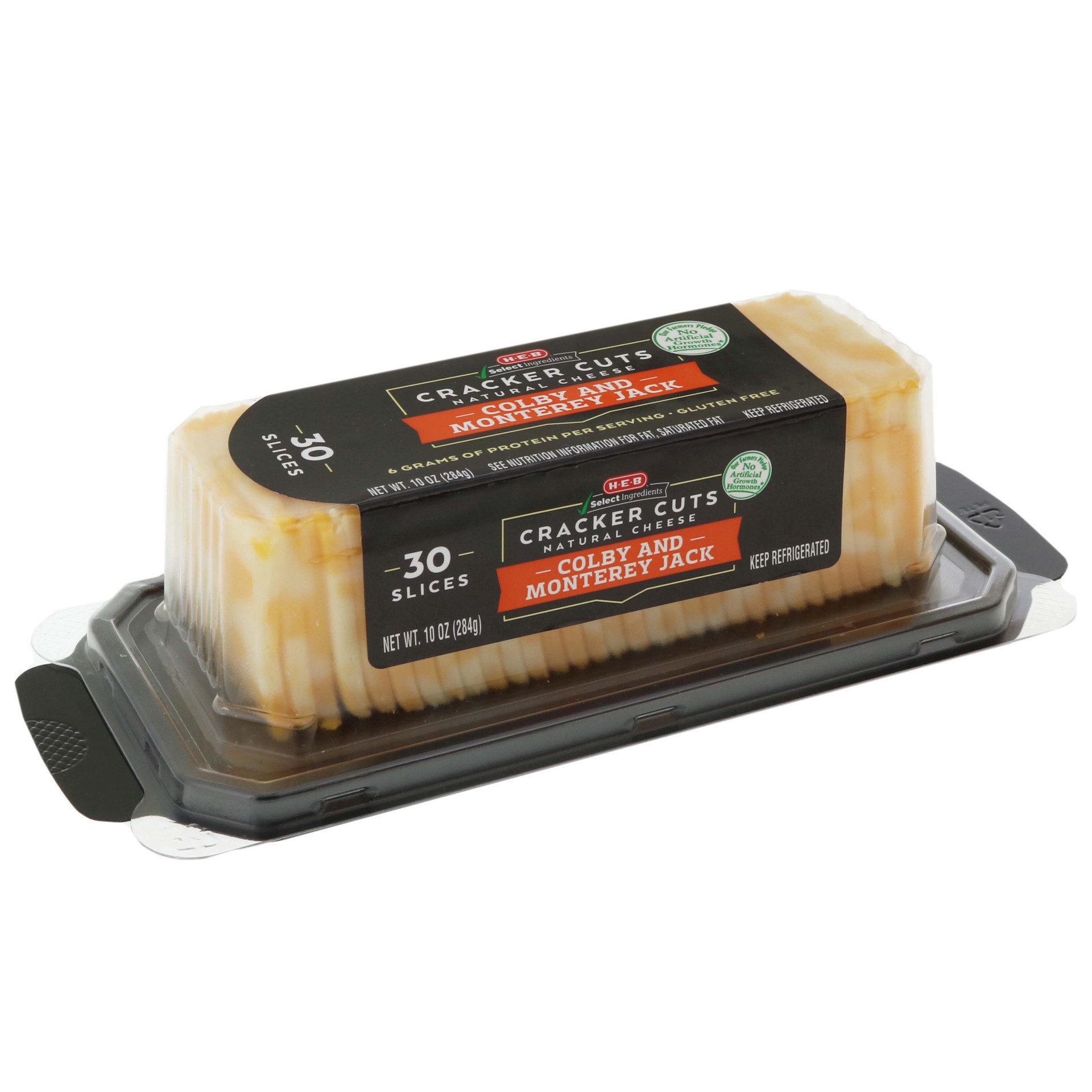 slide 1 of 1, H-E-B Colby Monterey Jack Cracker Cuts, 10 oz