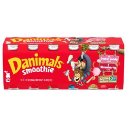 Danimals Smoothie Strawberry Explosion and Cotton Candy Dairy Drink Multi-Pack, 12 Ct, 3.1 OZ Smoothie Bottles