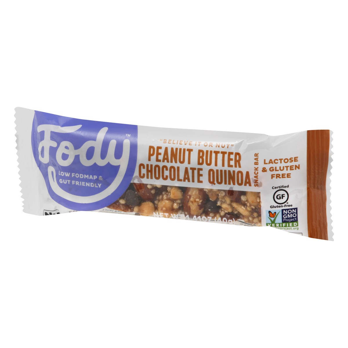 slide 7 of 9, Fody Peanut Butter Chocolate Quinoa Snack Bar 1.41 oz, 1 ct