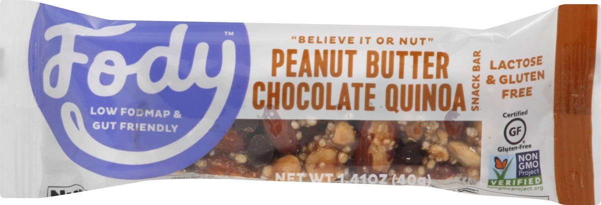 slide 8 of 9, Fody Peanut Butter Chocolate Quinoa Snack Bar 1.41 oz, 1 ct