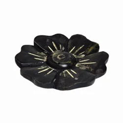 Gonesh Wood Flower Round Incense Holder