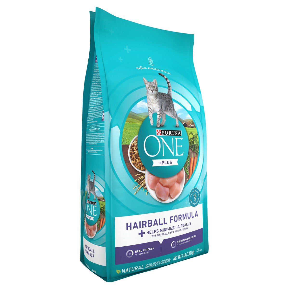 slide 3 of 9, Purina ONE Hairball Formula Adult Premium Chicken Flavor Dry Cat Food - 7lbs, 7 lb