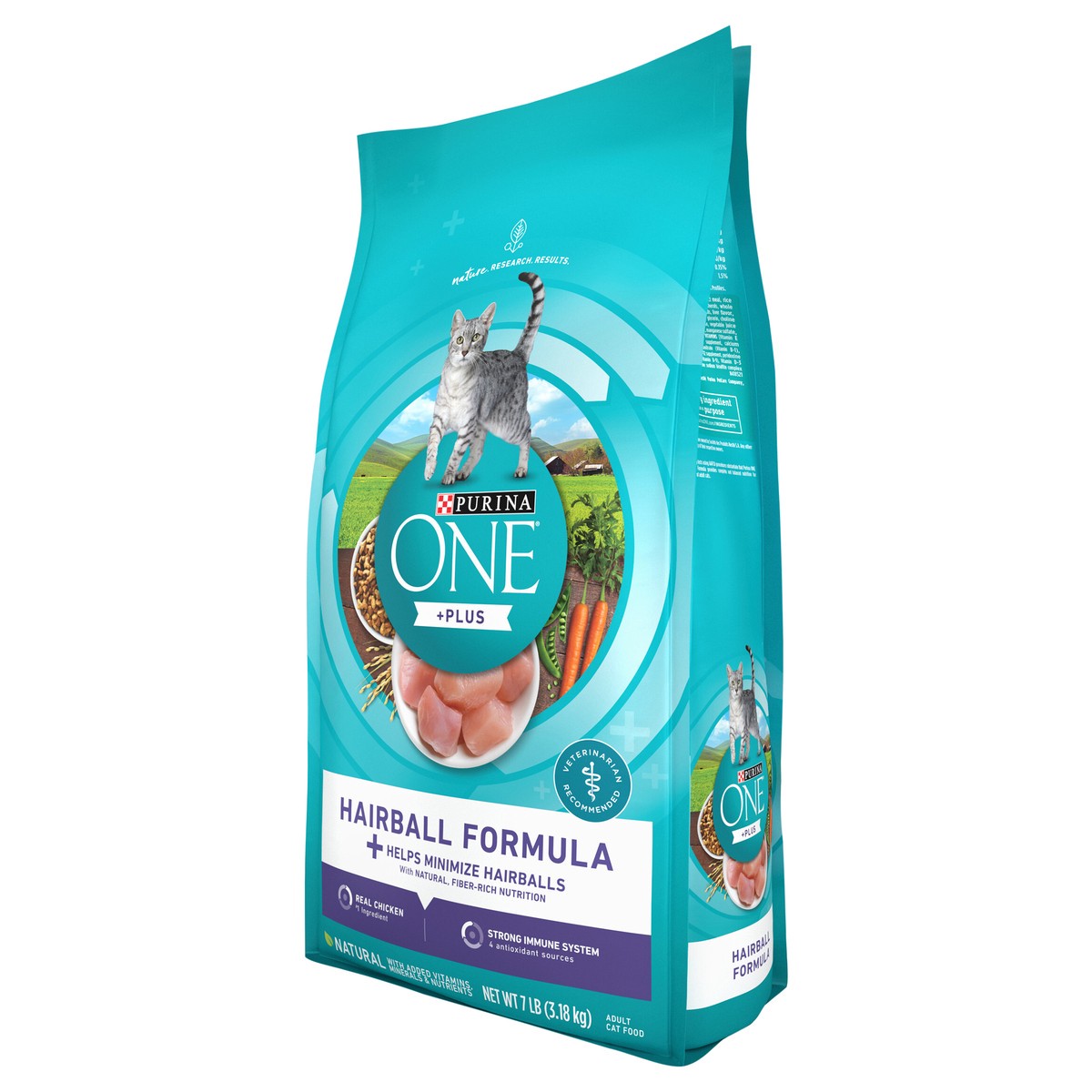 slide 4 of 9, Purina ONE Hairball Formula Adult Premium Chicken Flavor Dry Cat Food - 7lbs, 7 lb