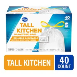 Kroger Tall Kitchen 13 Gallon Drawstring Trash Bags