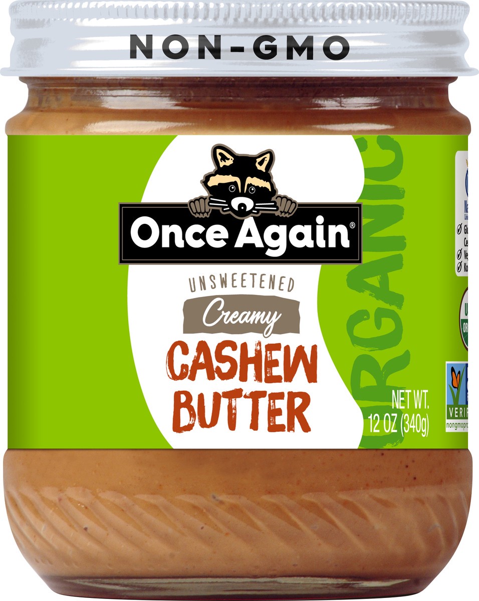 slide 2 of 5, Once Again Organic Unsweetened Creamy Cashew Butter 12 oz, 12 oz