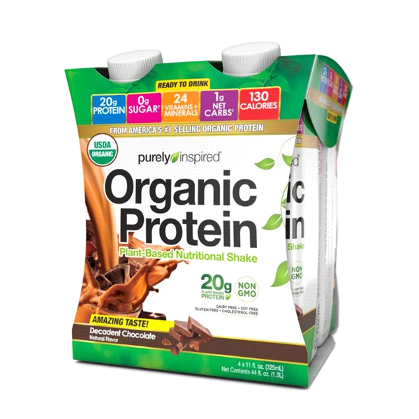 slide 1 of 1, Purely Inspired Nutritional Shake, Plant-Based, Organic Protein, Decadent Chocolate, 11 oz